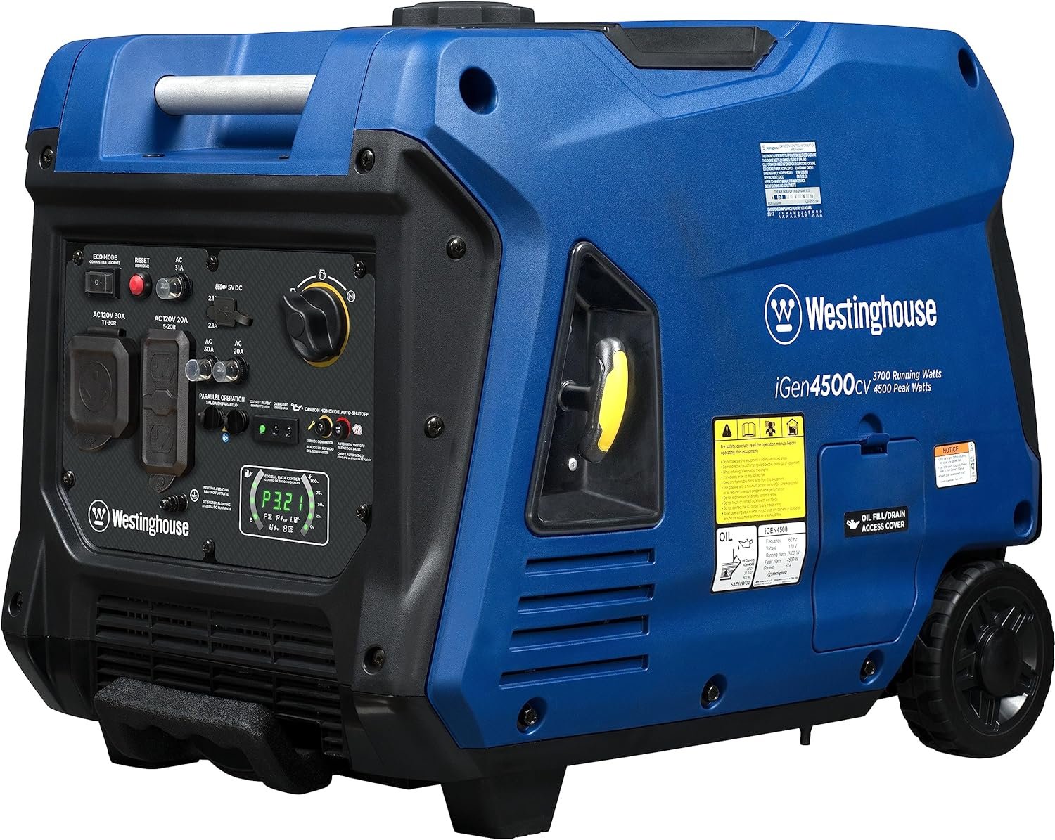 Westinghouse iGen4500cv Inverter Generator 3700W/4500W 30 Amp Recoil Start Gas with CO Sensor New - Image 3