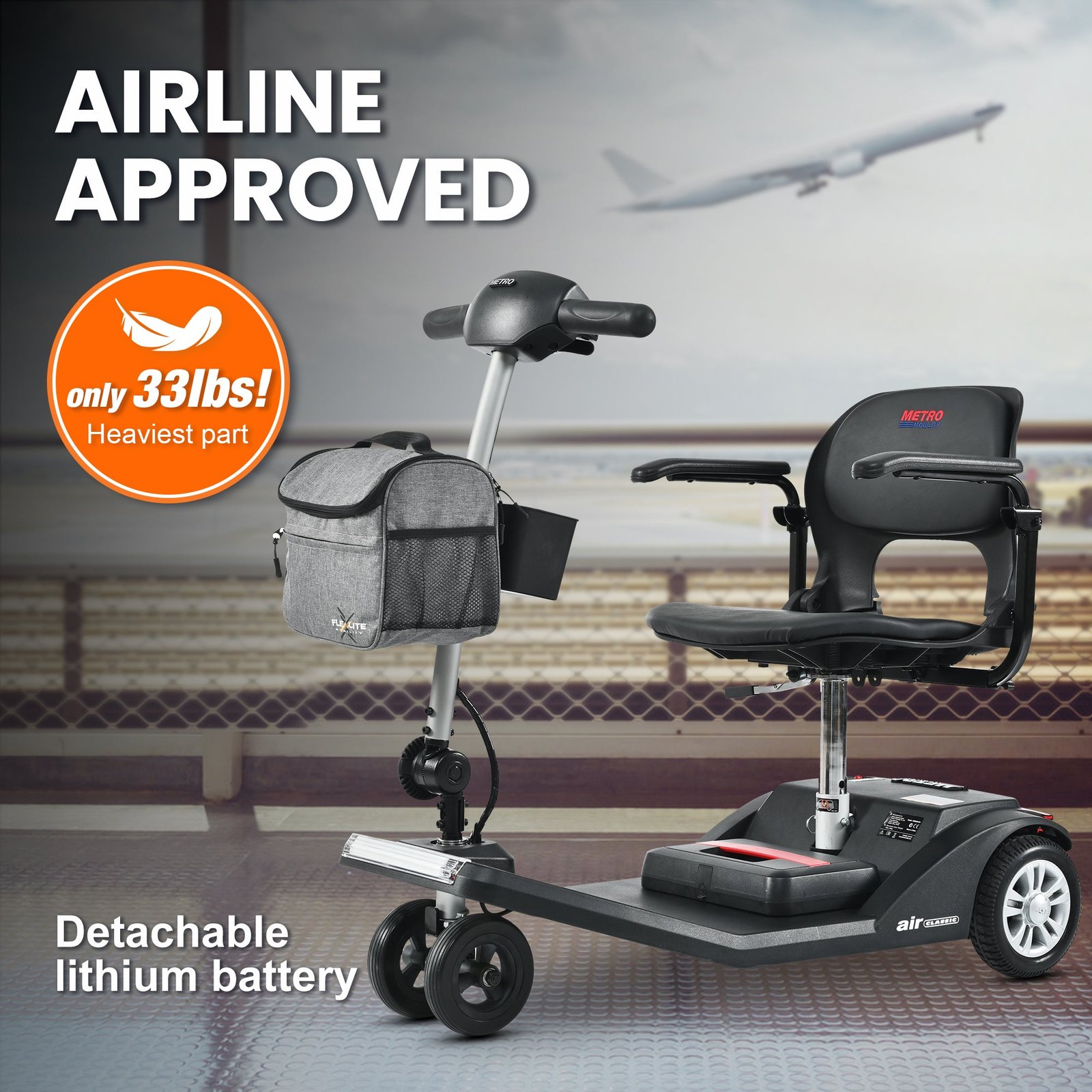 Metro Mobility Air Classic Mobility Scooter 4 Wheel Electric 24V 12Ah 250W 5 MPH 10 Mile Range New - Image 4