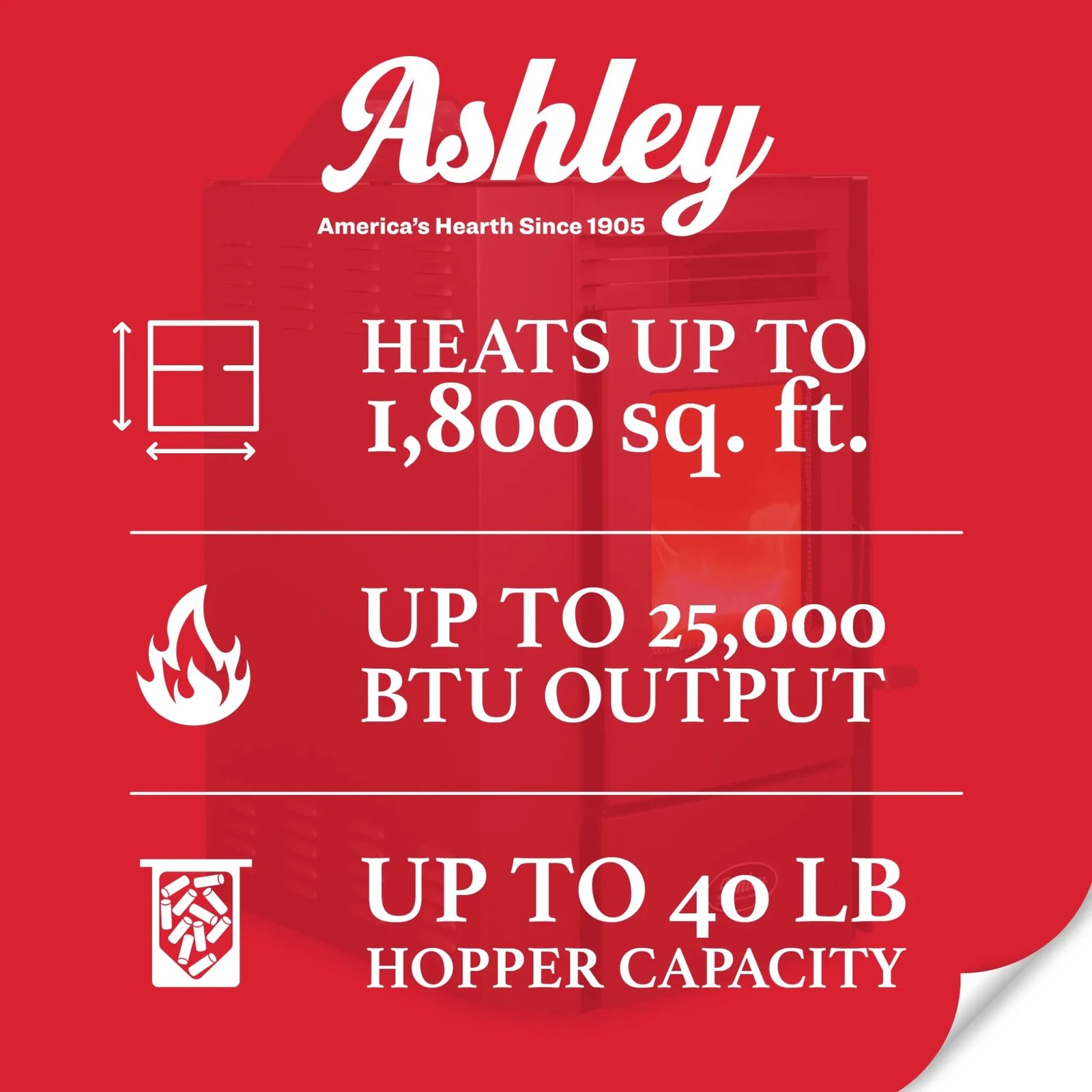 Ashley Hearth AP5613-W Pellet Stove 1,800 sq. ft. 40 lb Hopper with WiFi Connect New - Image 2