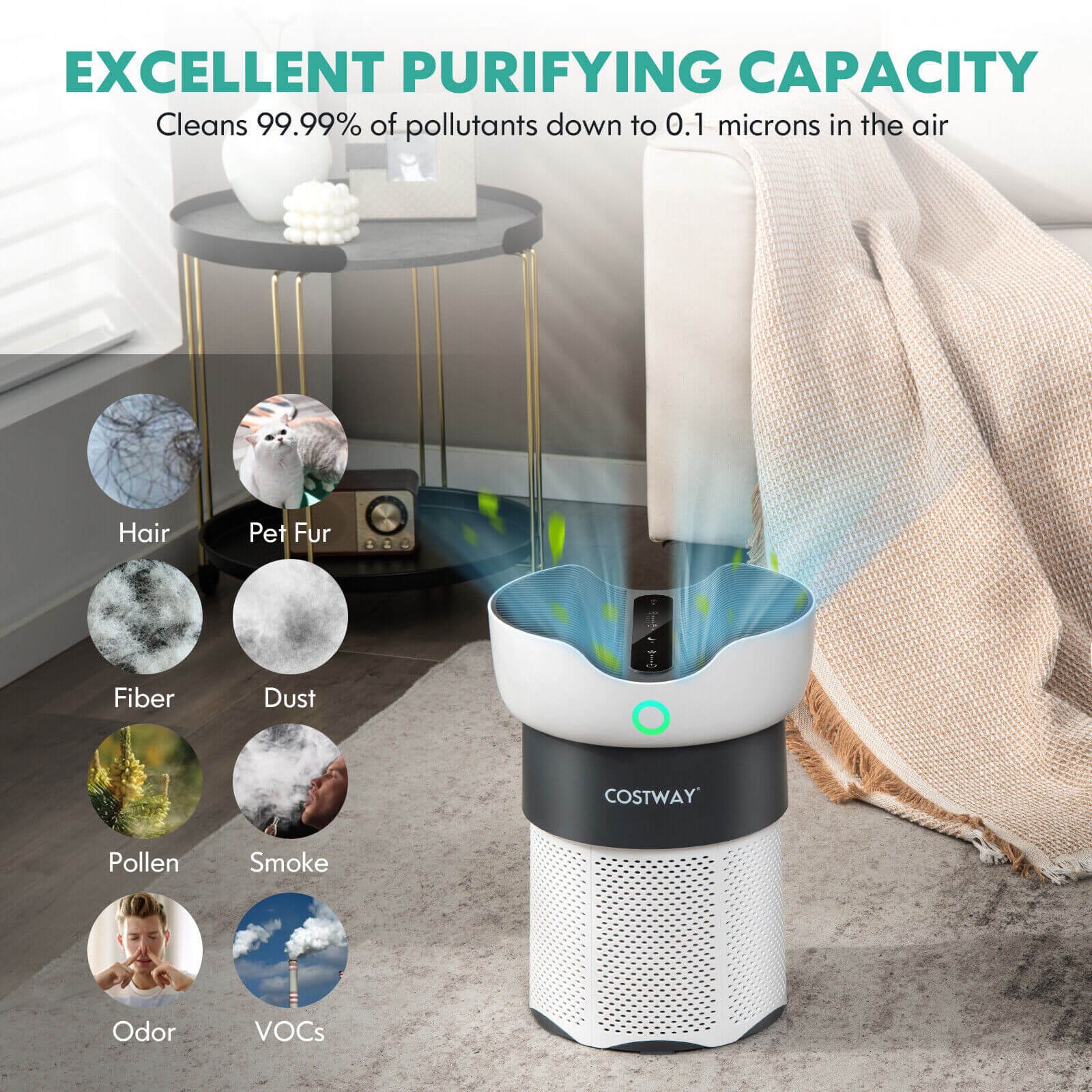 Costway H13 HEPA Air Purifier Sleep Mode Home Office 1300 Sq Ft 47896135 New - Image 7