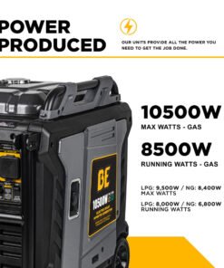 Alternative view of BE 8500W/10500W Inverter Generator Tri-Fuel Gas Liquid Propane Natural Gas Low THD Powerease Engine Electric Start New