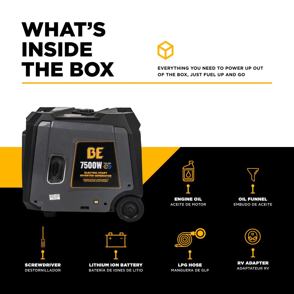 BE 6000W/7500W Digital Inverter Generator Dual-Fuel Gas Propane Powerease Engine Electric Start New - Image 8