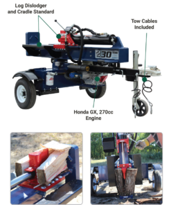Alternative view of Iron and Oak Log Splitter 30 Ton Vertical/Horizontal Tow Behind Portable Gas with Honda GX270 Engine BHVH3018GX New