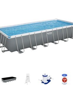 Bestway Power Steel Rectangular Pool- 24' x 12' x 52" Above Ground-Pump & Ladder