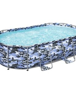 Bestway Steel Pro Max Oval Pool Set 14' x 8'2" x 39.5" Blue Camo-Pump & Ladder
