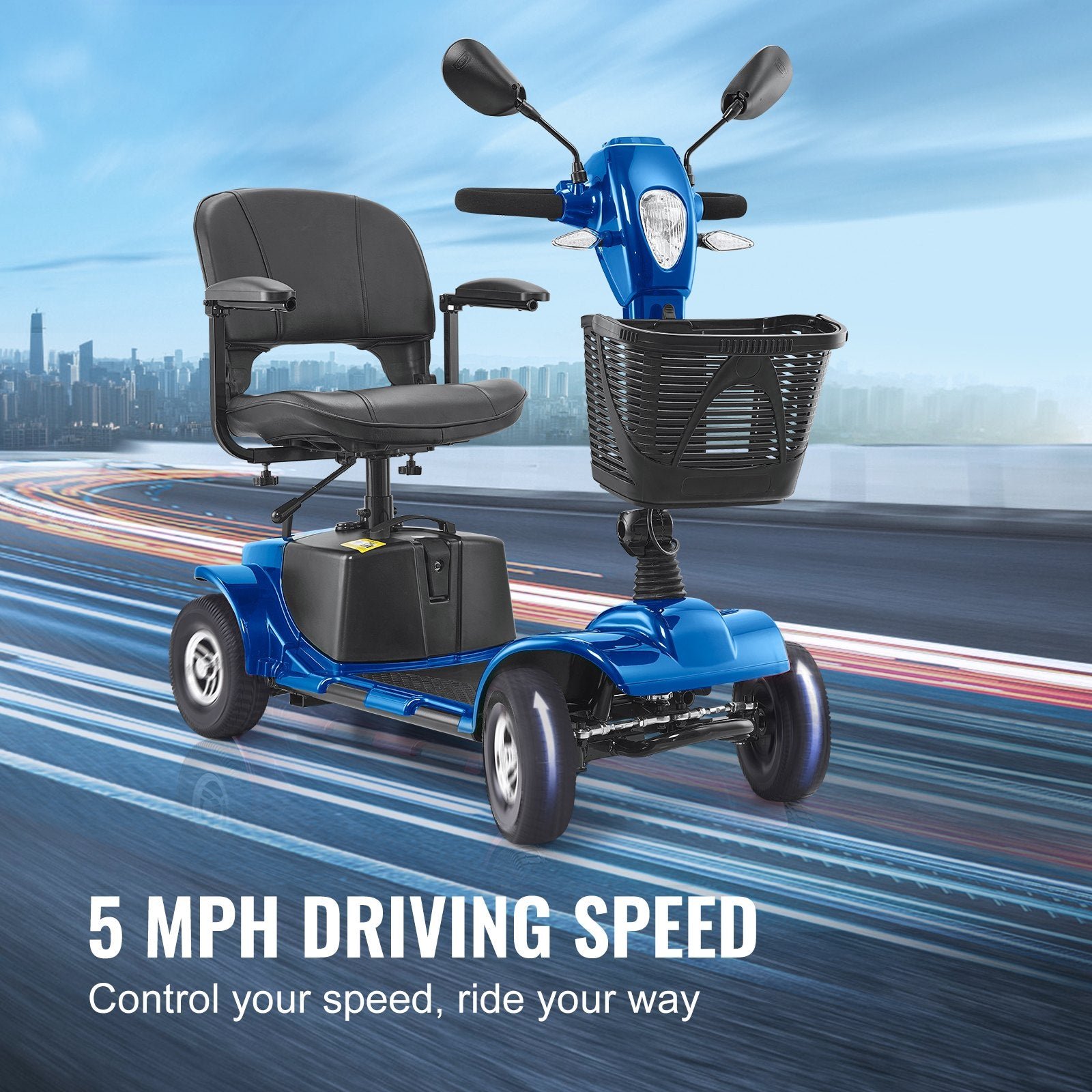 Vevor Mobility Scooter 4 Wheel Folding Heavy Duty 265 lbs. Capacity 24V 5 MPH 12 Mile Range New - Image 8