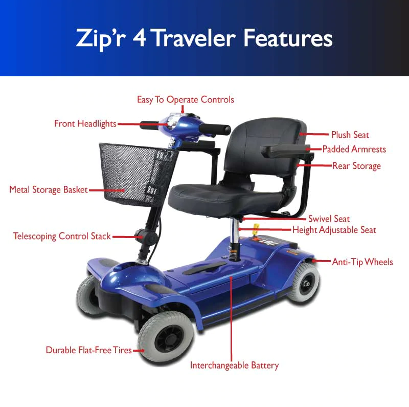 New Zip'r 4 Travel Mobility Scooter Blue New - Image 2