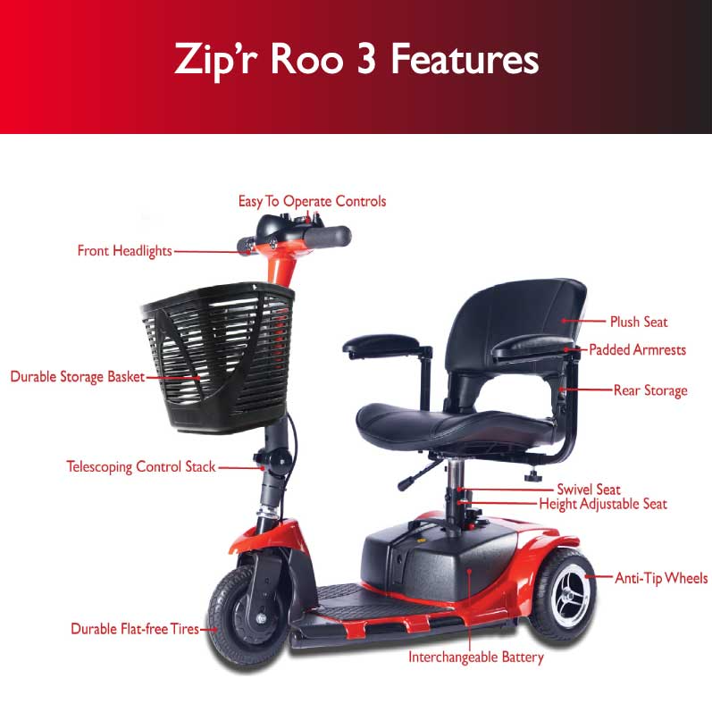 Zip'r Roo 3 Travel Mobility Scooter Blue New - Image 2