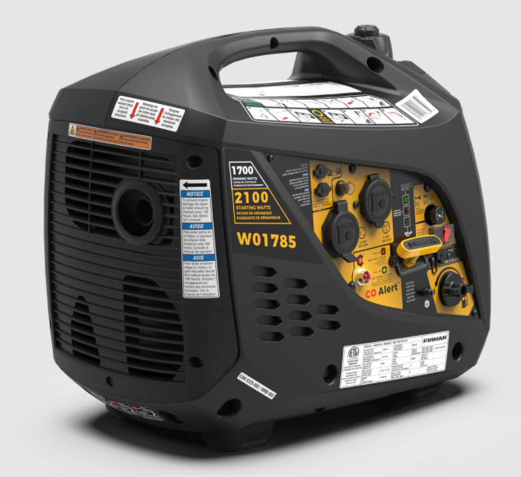 Firman W01785 1700W/2100W Gas Recoil Start Parallel Ready Inverter Generator With CO Alert New - Image 3