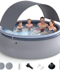 Costway Outdoor Inflatable Pool, Round Blow Up Pool with Sunshade