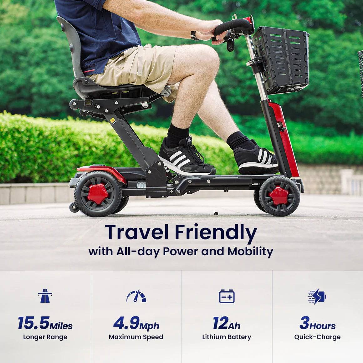 Vocic D91 Mobility Scooter Lightweight Folding 15.5 Mile Range 270W 4.9 MPH New - Image 6