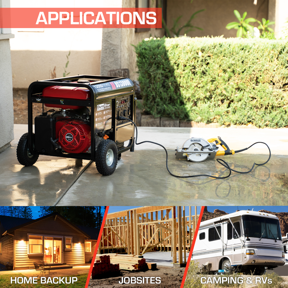 DuroMax / DuroStar DS13000E 10500W/13000W Electric Start Gas Generator New (Red Version of XP13000E) - Image 4