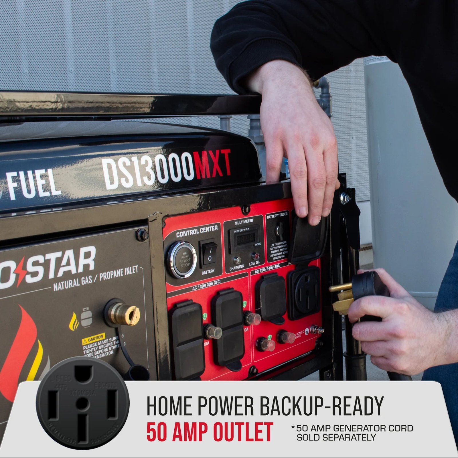 DuroStar DS13000MXT 10500W/13000W Generator Tri Fuel Gas Propane Natural Gas 50 Amp CO Alert Remote Start New - Image 5