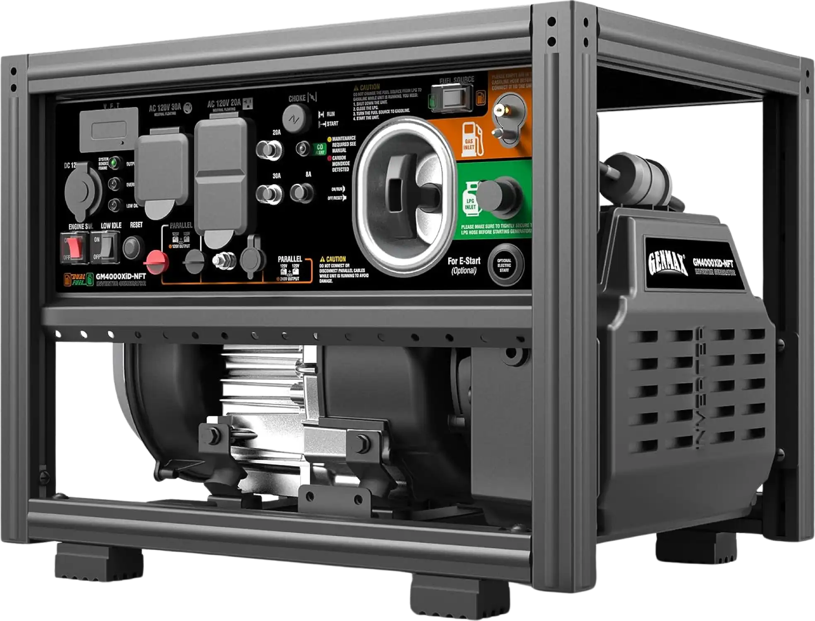 GENMAX GM4000XiD-NFT Dual Fuel DIY Inverter Generator 3200W/4000W 120V Parallel Ready with CO Detect New