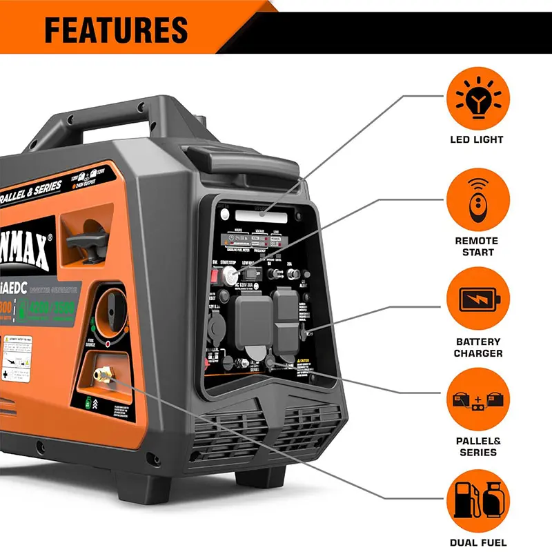 GENMAX GM4600iAEDC 3800W/4600W Generator Dual Fuel Inverter CO Alert Remote Start New - Image 3