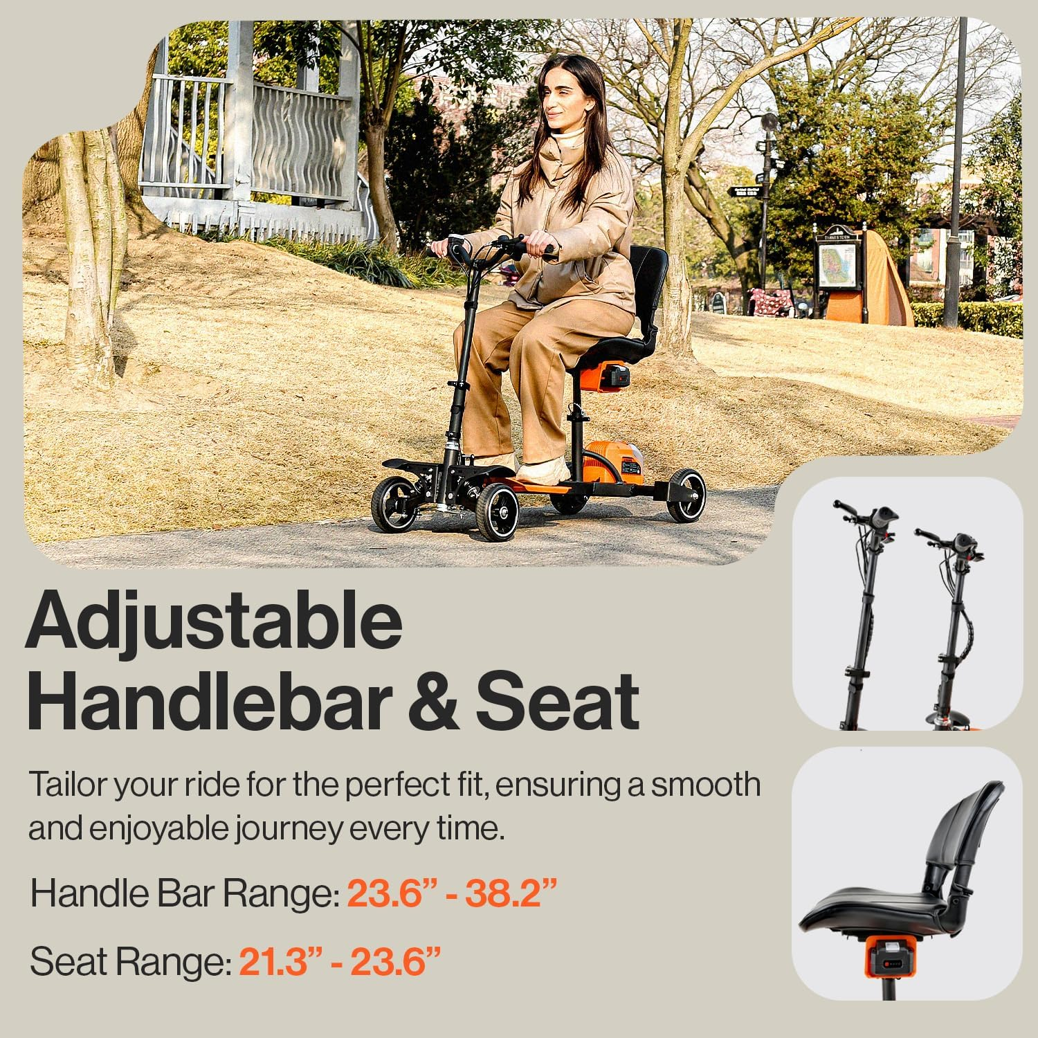 Super Handy GUT164 GUT165 Passport Pro Mobility Scooter 4 Wheel Foldable 48V 2Ah 330 lbs. Capacity 3.7 MPH 6.5 Mile New - Image 5