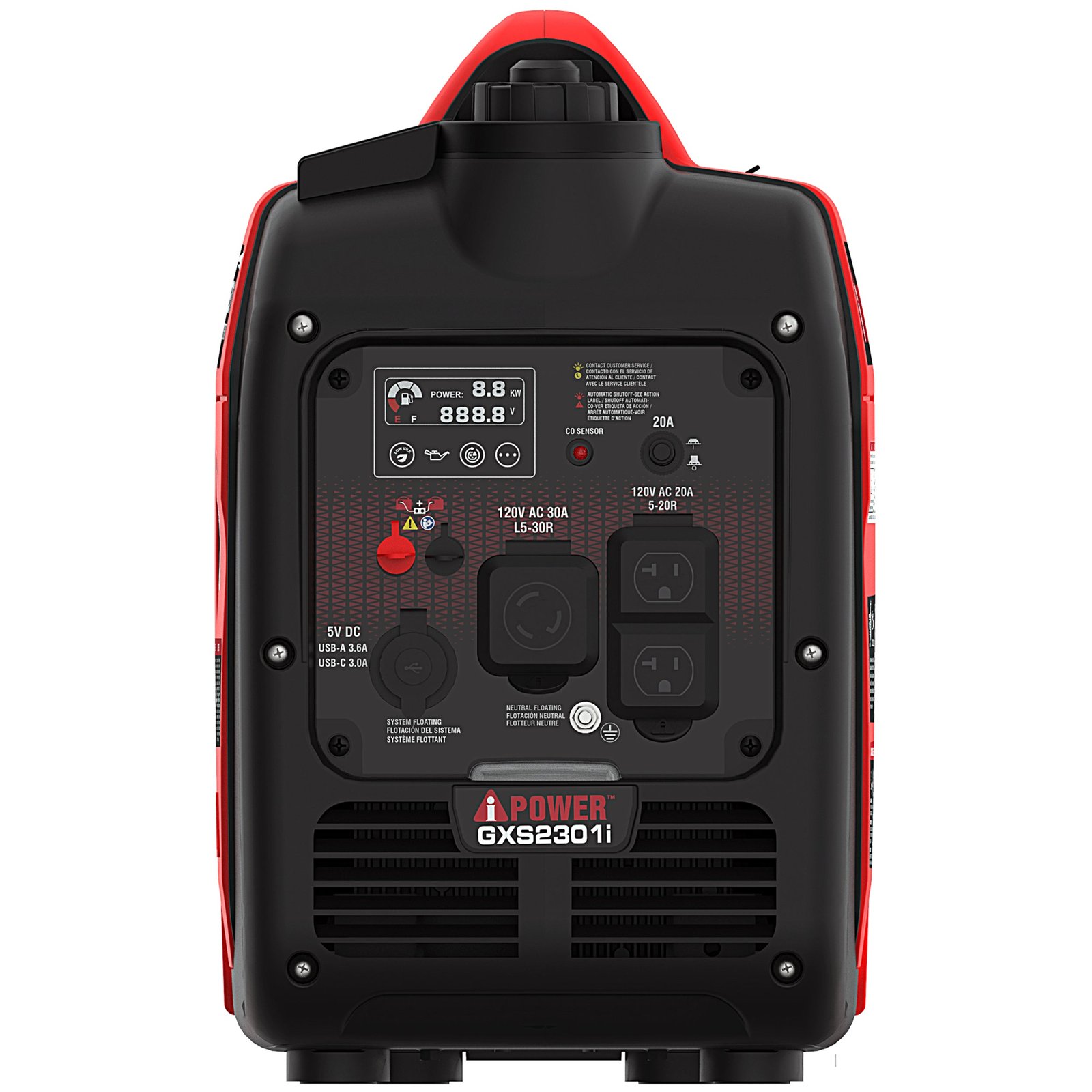 A-iPower GXS2301i 1800W/2300W Generator Gas Low THD Inverter CO Alert New - Image 5