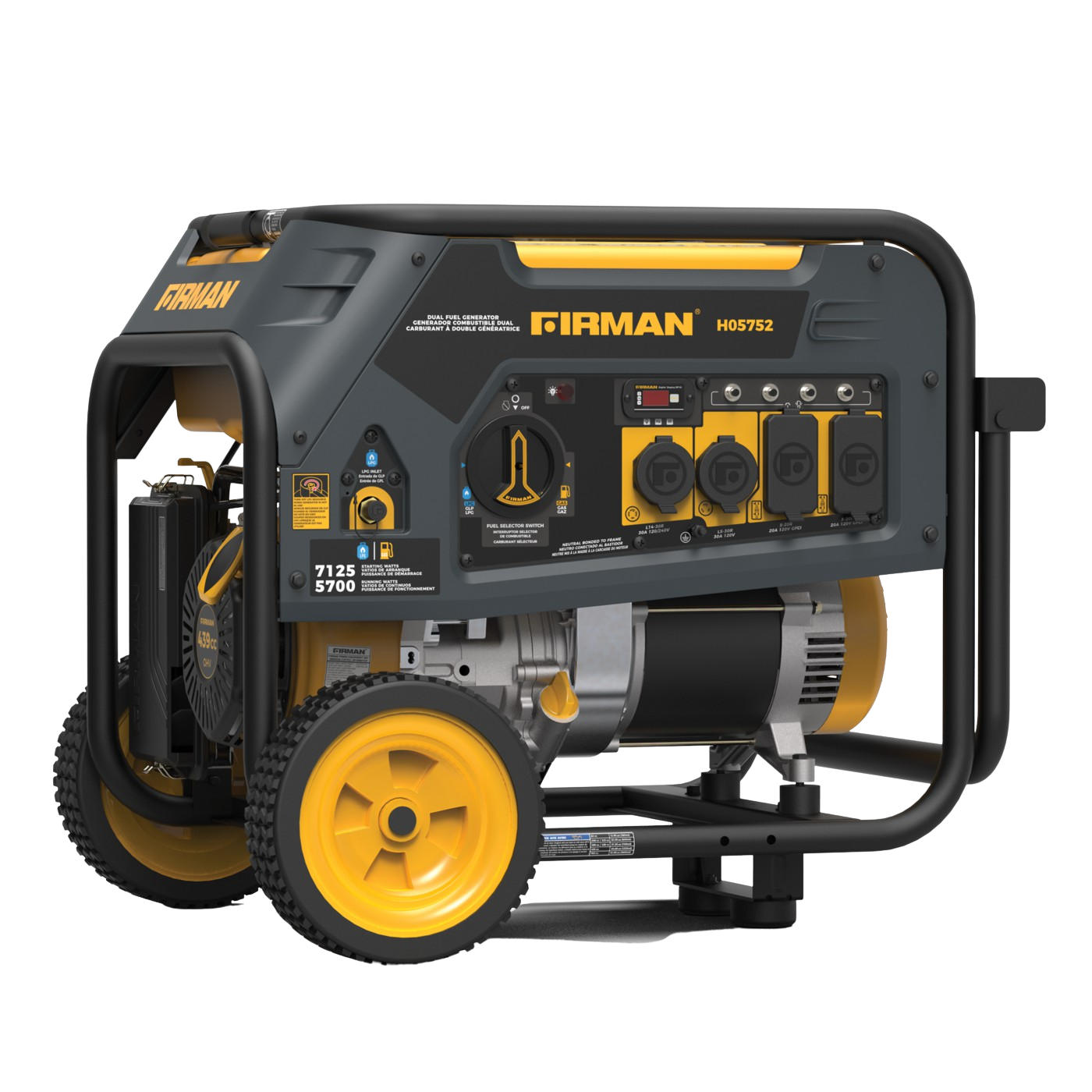 Firman H05752 5700W/7125W 30 Amp Recoil Start Dual Fuel Portable Generator New - Image 2