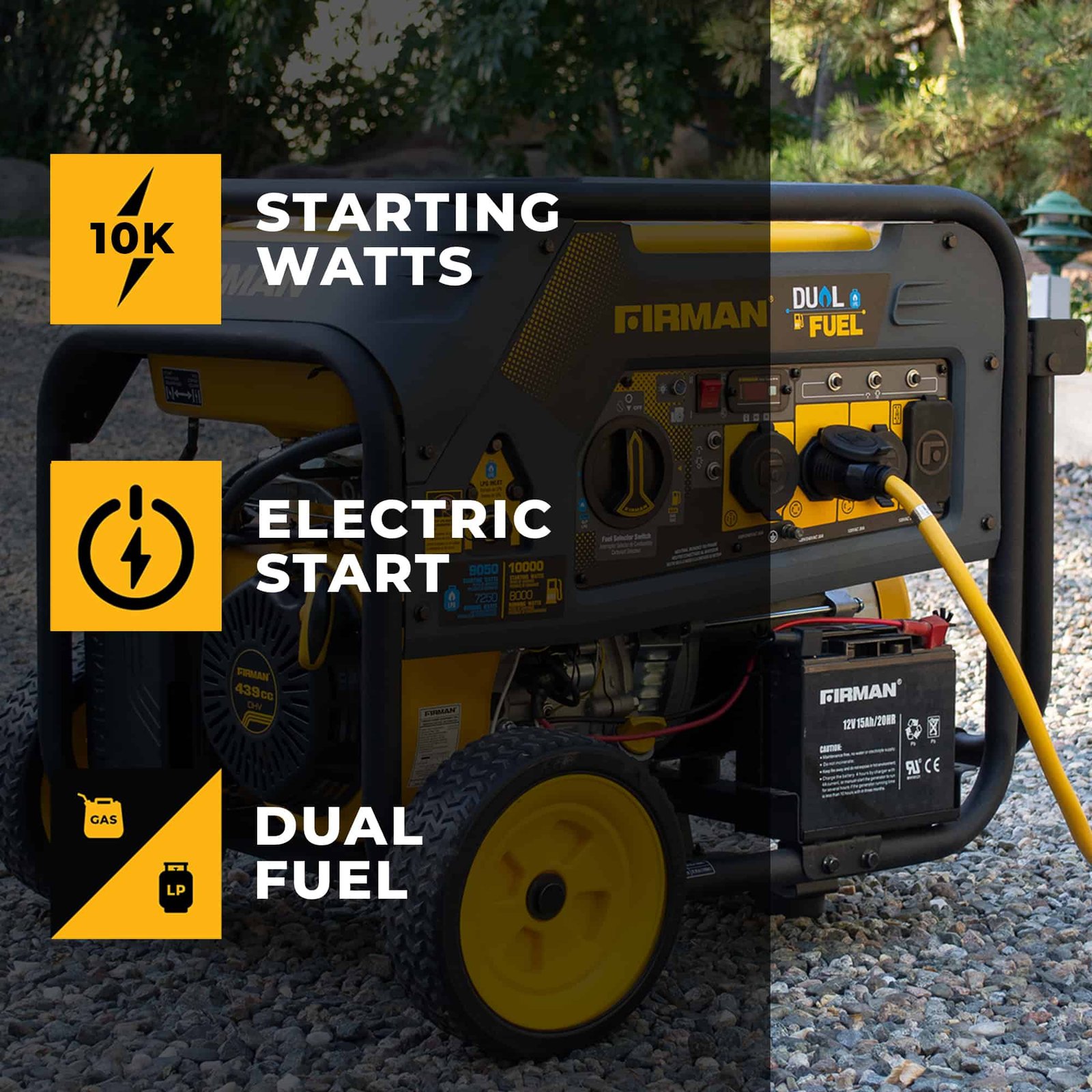 Firman H08051 8000W/10000W Electric Start Dual Fuel Gas Propane Generator New - Image 5