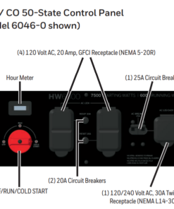 Alternative view of Honeywell/Generac 6046 6000W/7500W Generator Gas with COSENSE Technology CARB Compliant HW6000CO New