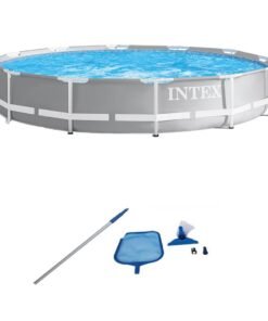 Intex 12ft x 30in Prism Frame Above Ground Swimming Pool and Maintenance Kit