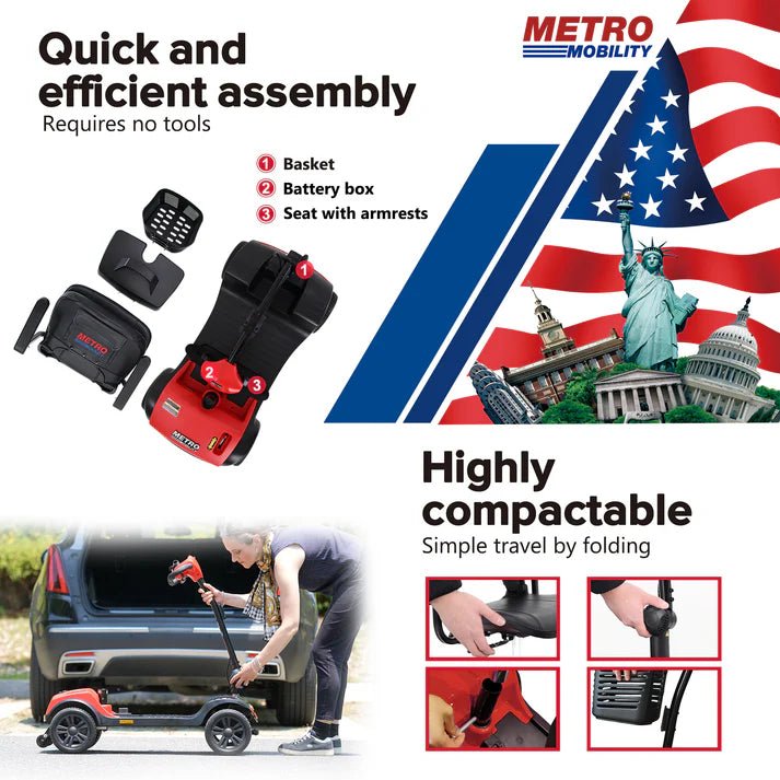 Metro Mobility M1 Lite Mobility Scooter 4-Wheel Electric 24V 12Ah 300W 4.97 MPH 10 Mile Range Manufacturer RFB - Image 4