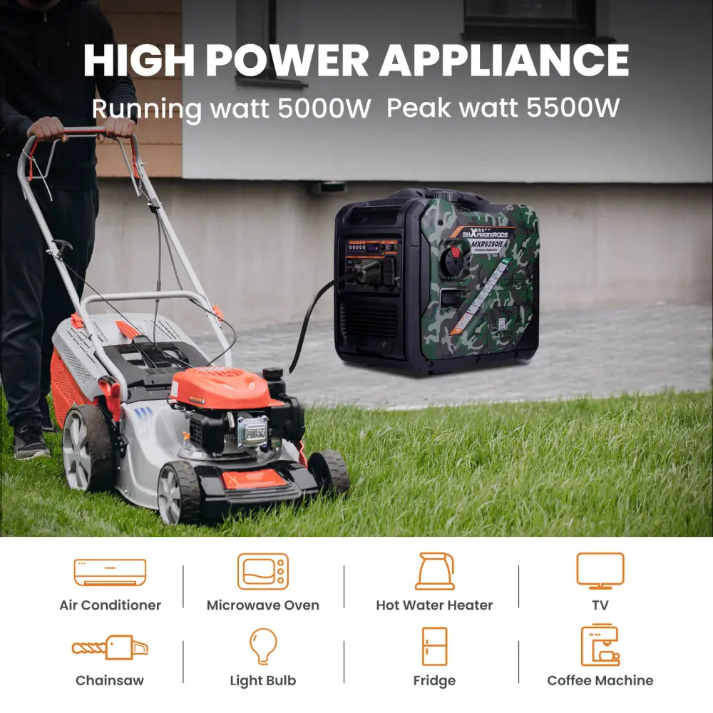 Maxpeedingrods MXR6250IE-US Inverter Generator 5000W/5500W Low THD Electric Start RV Ready and CO Alert Gas New - Image 3