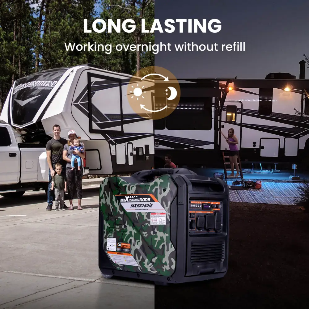 Maxpeedingrods MXR6250IE-CA Inverter Generator 5000W/5500W Low THD Electric Start RV Ready and CO Alert Gas New Canada Only - Image 4