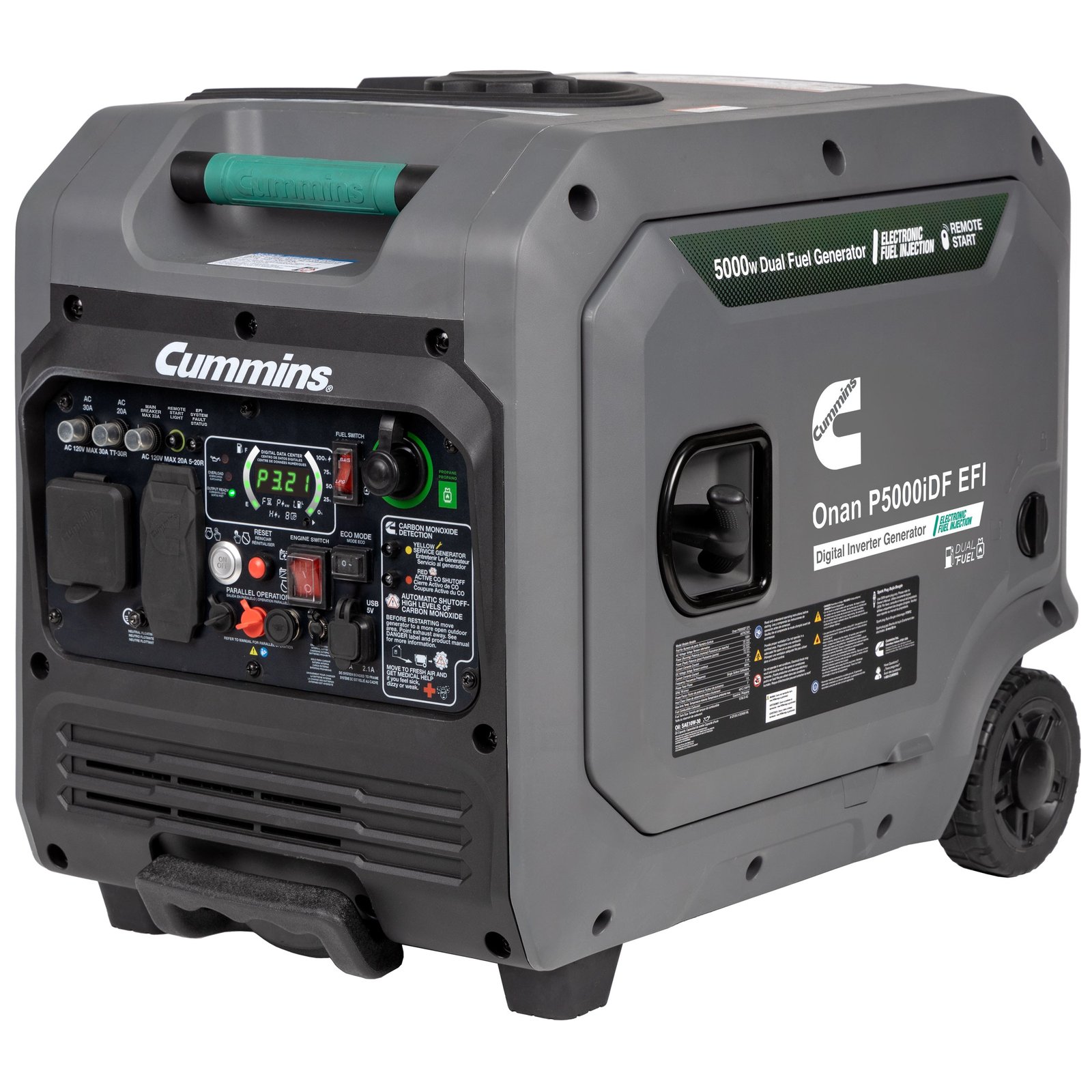 Cummins Onan P5000iDF EFI 3900W/5000W Generator Dual Fuel Gas Liquid Propane Inverter CO Alert Remote Start New - Image 2