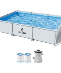 Rectangular Above Ground Pool - Outdoor Frame Above Ground Swimming Pool Set Kiddie Pool for Kids Adults
