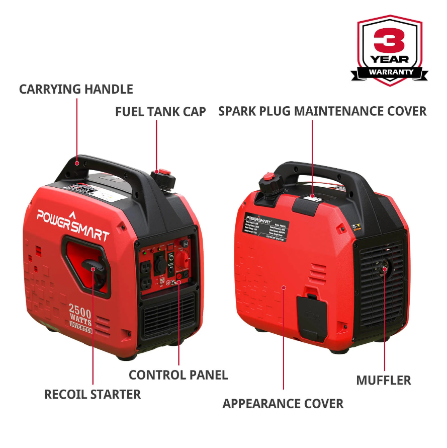 Powersmart PS5025 Inverter Generator 1900/2500W Gas 4 Stroke New - Image 6