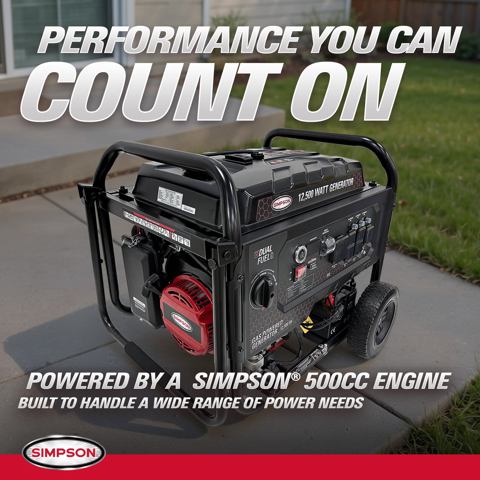 Simpson SF1012 Generator 10,000/12,500W Dual Fuel Gas Propane Electric Start CO Sensor New - Image 3