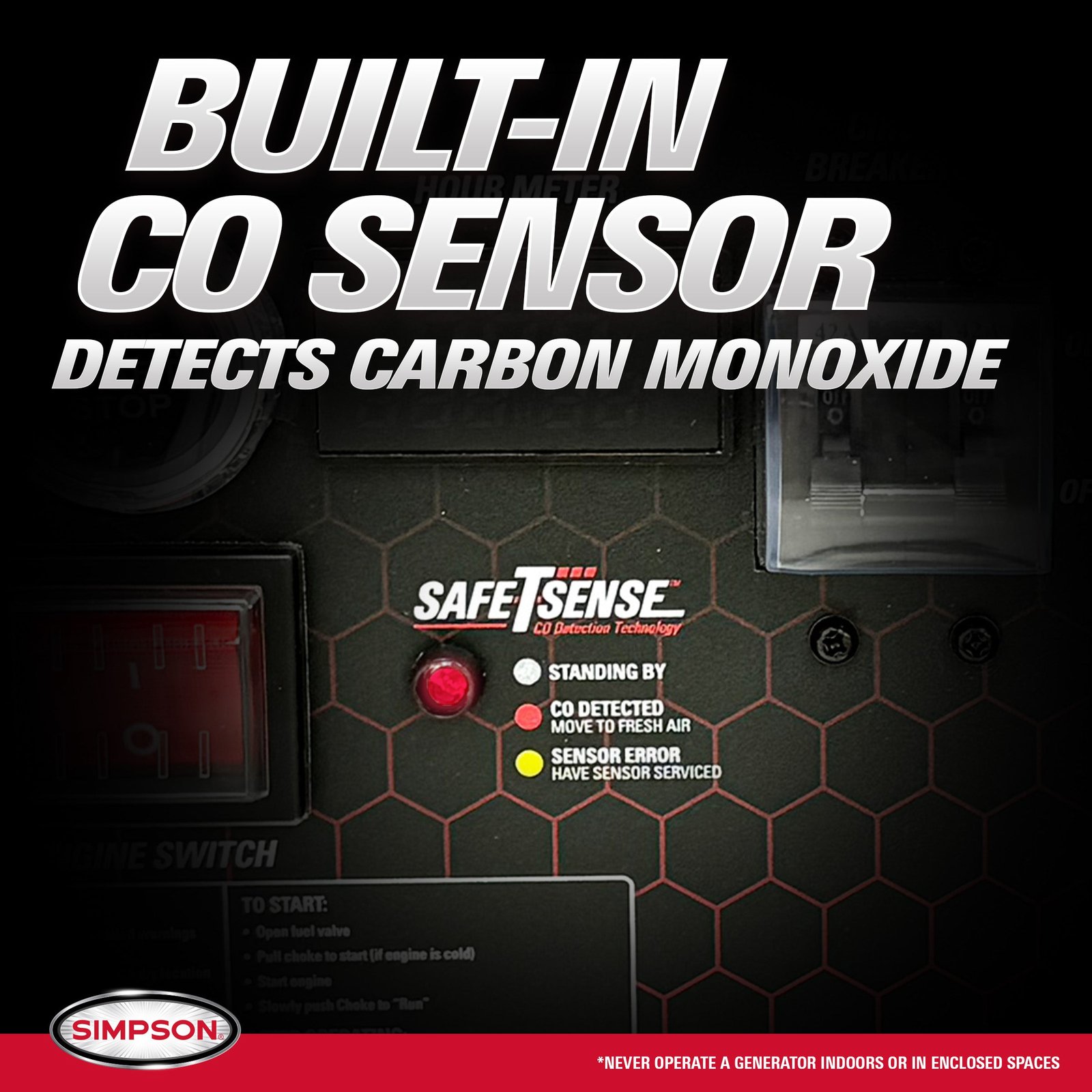 Simpson SF1012 Generator 10,000/12,500W Dual Fuel Gas Propane Electric Start CO Sensor New - Image 6