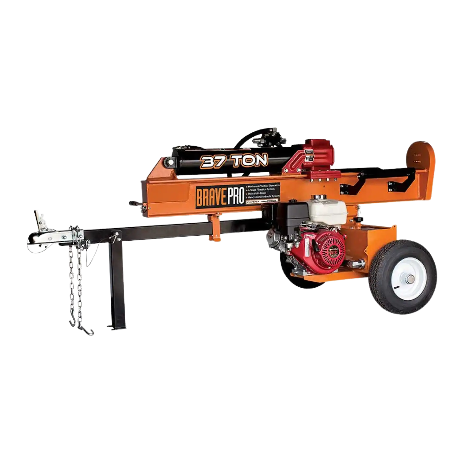 Brave Tow Behind Log Splitter 37-Ton Vertical/Horizontal Portable Gas with Honda GX270 Engine 270cc VH1737GX New