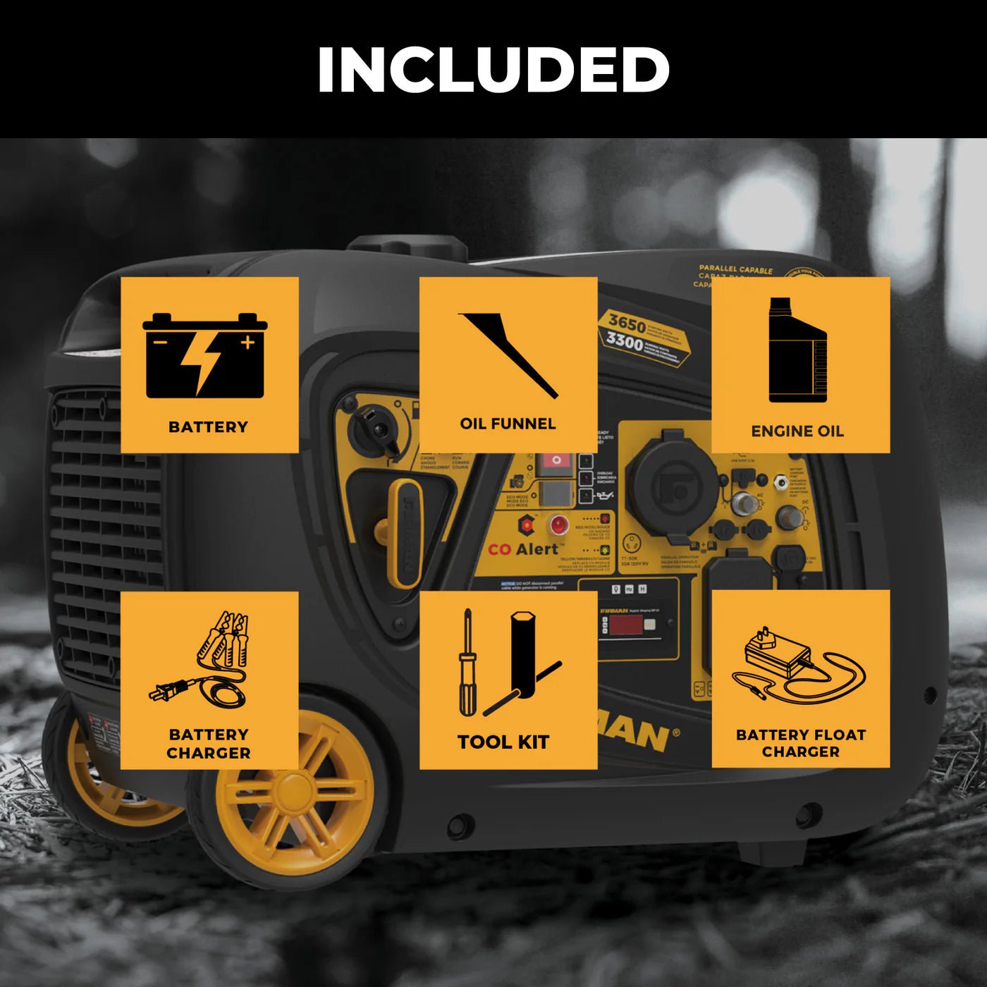 Firman W03385 3300W/3650W Inverter Generator Gas Portable with Electric Start CO Alert New - Image 7