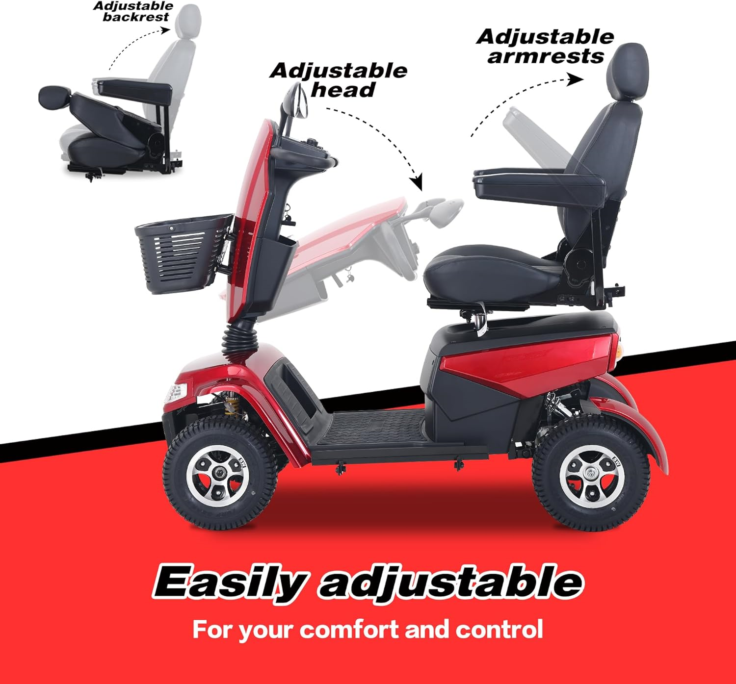 Metro Mobility S800 Heavy Duty 4 Wheel Mobility Scooter Electric 24V 75Ah 800W 9.32 MPH 25 Mile Range New - Image 7
