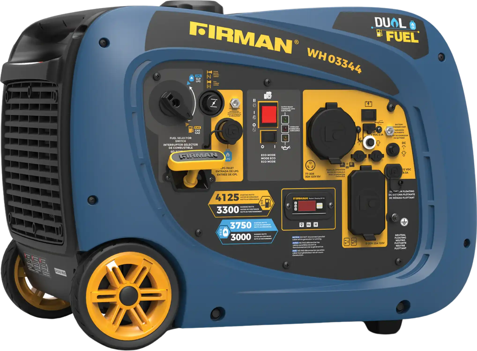 Firman WH03344 Dual Fuel Inverter Generator 3300W/4125W 30 Amp Electric Start New