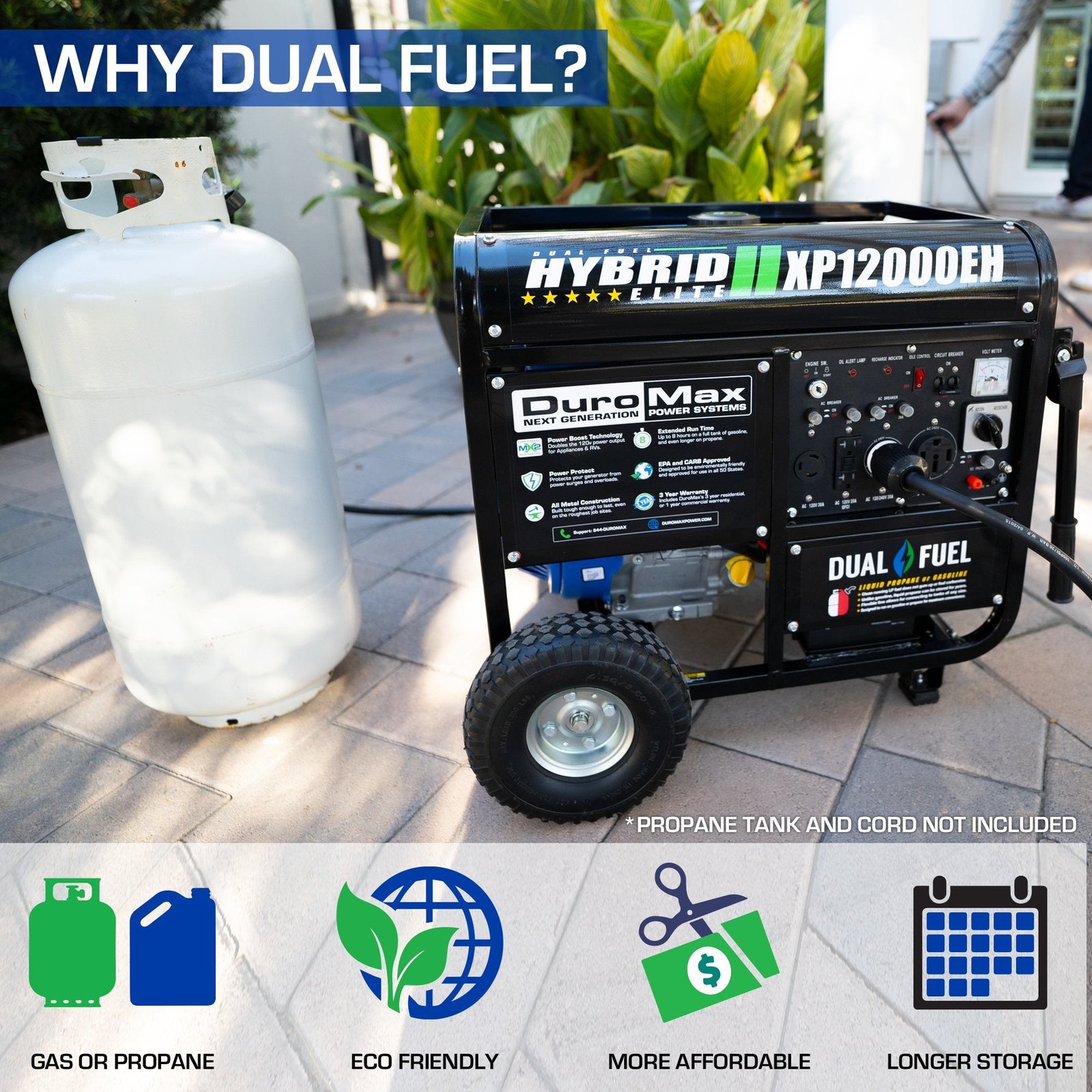DuroMax XP12000EH 9500W/12000W Dual Fuel Electric Start Generator New - Image 4