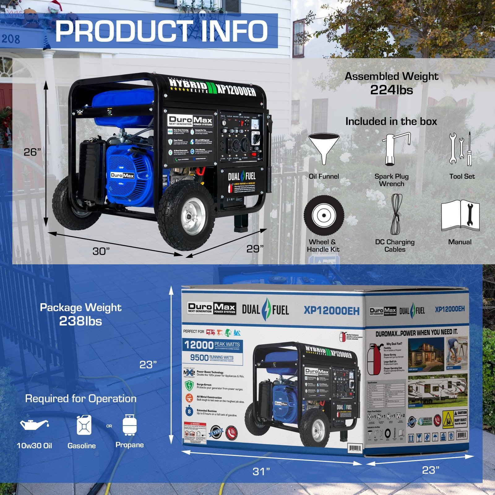 DuroMax XP12000EH 9500W/12000W Dual Fuel Electric Start Generator New - Image 12