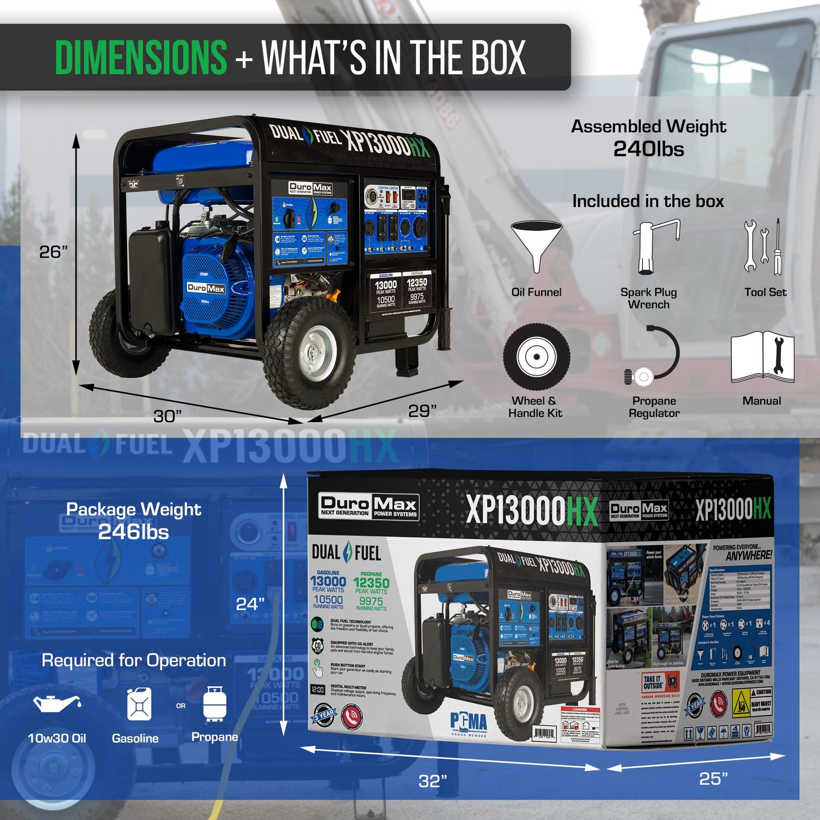 DuroMax XP13000HX 10500W/13000W Dual Fuel CO Alert Electric Start Generator New - Image 6