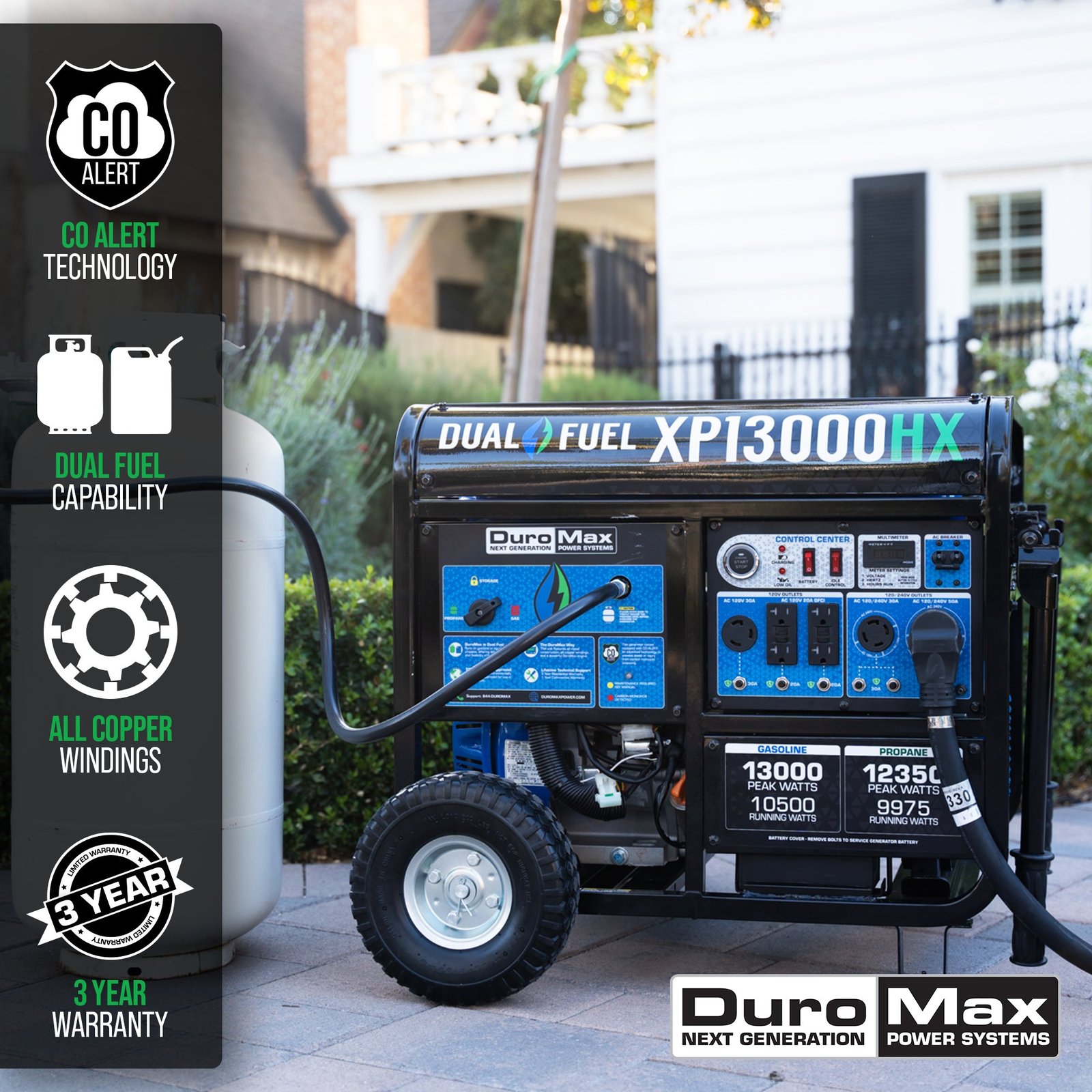 DuroMax XP13000HX 10500W/13000W Dual Fuel CO Alert Electric Start Generator New - Image 2