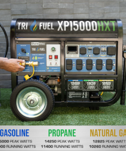 Alternative view of DuroMax XP15000HXT 12000W/15000W Tri-Fuel Gasoline Propane Natural Gas CO Alert Remote Start Generator New