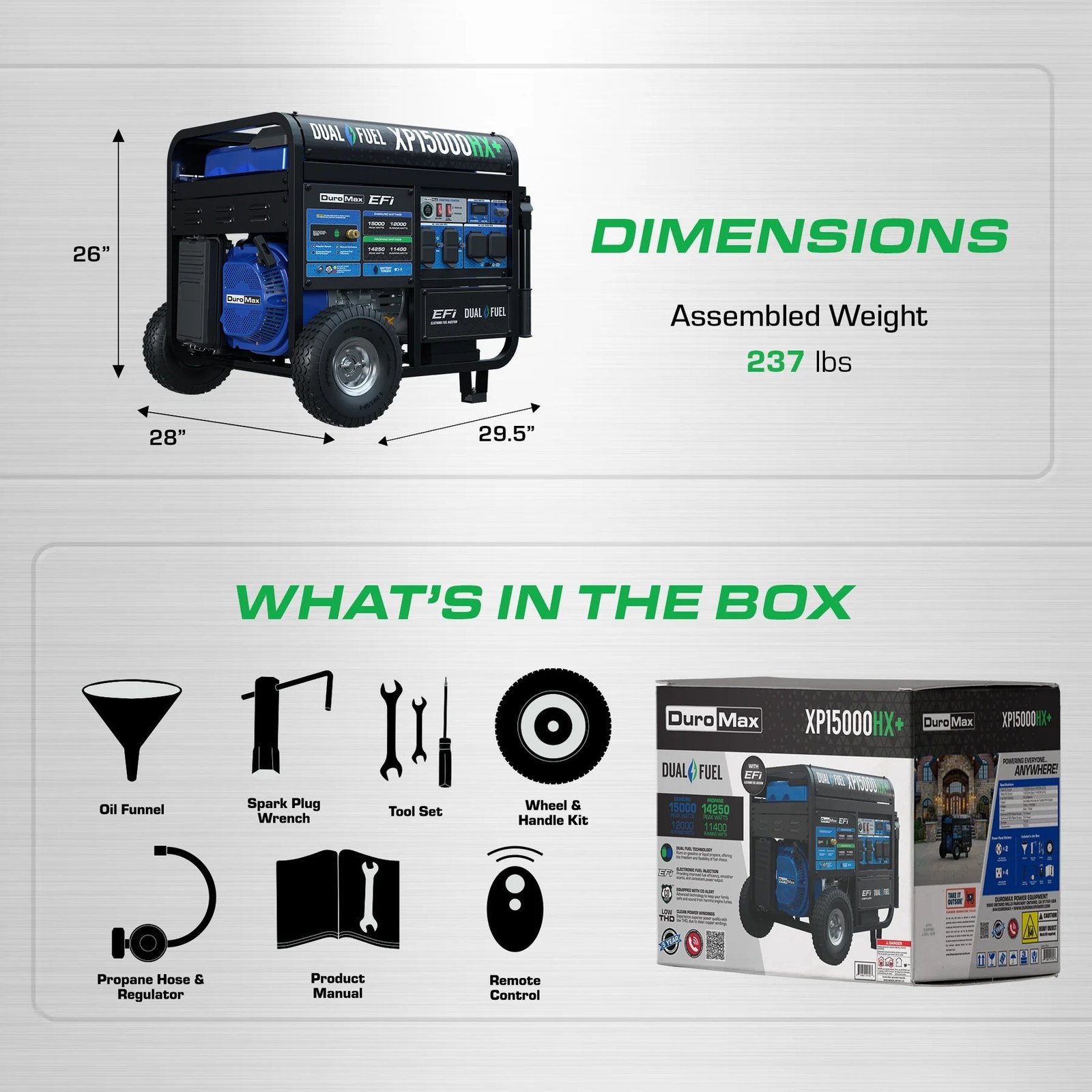 Duromax XP15000HX+ 12,000/15,000W Generator EFI Dual Fuel Gas Propane 50A Remote Start CO Alert New - Image 10