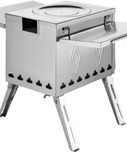 Vevor Tent Wood Stove 113" Stainless Steel Wood-Burning Stove with 1500 Cu. In. Firebox and Folding Pipe New
