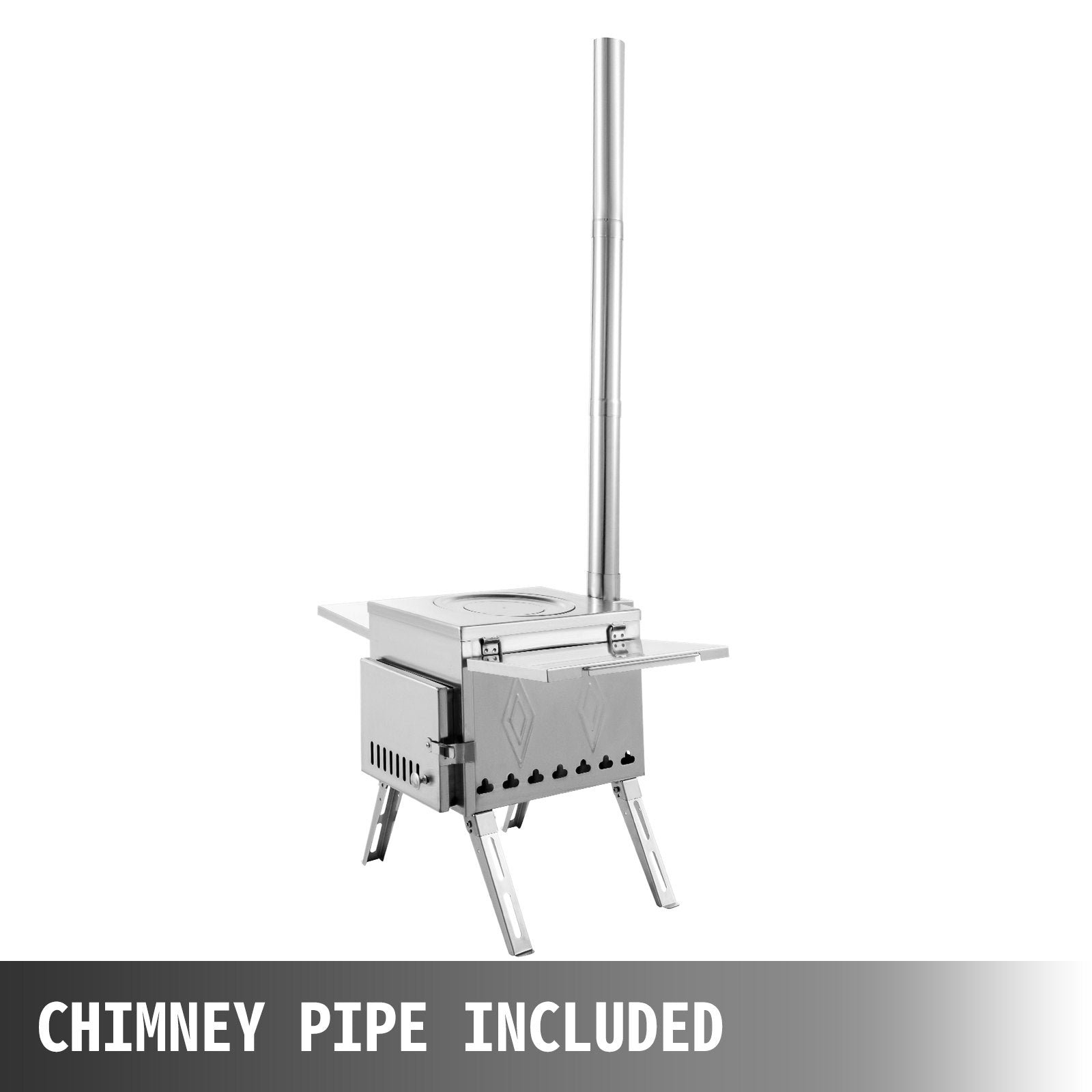 Vevor Tent Wood Stove 113" Stainless Steel Wood-Burning Stove with 1500 Cu. In. Firebox and Folding Pipe New - Image 5