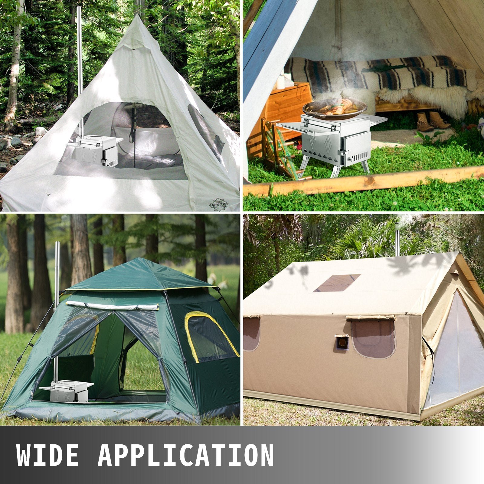 Vevor Tent Wood Stove 113" Stainless Steel Wood-Burning Stove with 1500 Cu. In. Firebox and Folding Pipe New - Image 7
