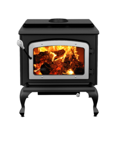 Drolet Escape 1800 2,100 Sq. Ft. Wood Stove Cast Iron Legs With Brushed Nickel Door New
