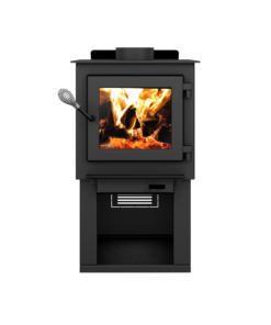 Drolet Deco Nano 1,200 Sq. Ft. Wood Stove On Pedestal with Log Storage New