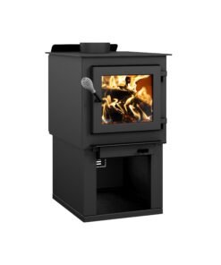 Alternative view of Drolet Deco Nano 1,200 Sq. Ft. Wood Stove On Pedestal with Log Storage New
