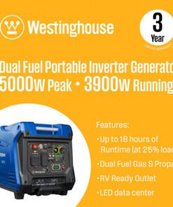 Alternative view of Westinghouse iGen5000DF 3900W/5000W Generator Dual Fuel Inverter 30 Amp Remote Start New